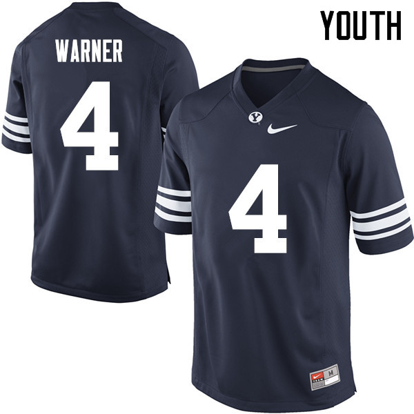 Youth #4 Fred Warner BYU Cougars College Football Jerseys Sale-Navy